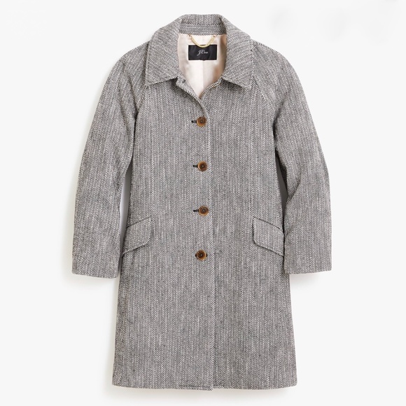J.CREW CAR COAT IN HERRINGBONE. SIZE: 8. - Picture 1 of 7